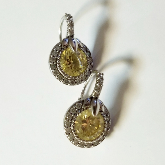 Judith Ripka Jewelry - Judith Ripka Canary Yellow Round Lotus 925 Earring
